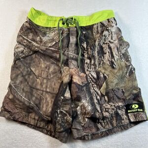 Mossy Oak Swim Trunks Shorts Mens Large Brown Camo Lined Drawstring Pockets